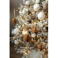 Елка заснеженная с уютным декором и деревянными желудями, 180 см