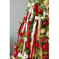 Пушистая литая елочка с гранатами и лентами, 210 см