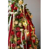 Пушистая литая елочка с гранатами и лентами, 210 см