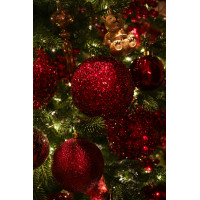 Литая премиальная елка 240 см с красно-золотым декором