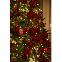 Литая премиальная елка 240 см с красно-золотым декором