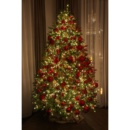 Литая премиальная елка 240 см с красно-золотым декором