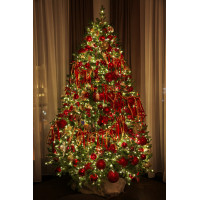 Литая премиальная елка 240 см с красно-золотым декором