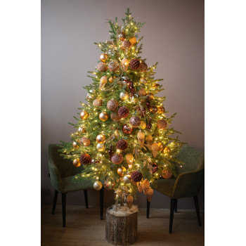 Литая премиум-ёлка 210 см с шоколадно-золотым декором