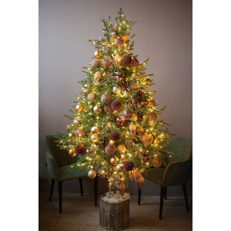 Литая премиум-ёлка 210 см с шоколадно-золотым декором