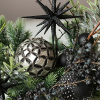 011i. Новогодняя композиция с черным стильным мерцающим декором