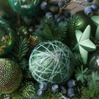 017i. Интерьерная композиция с изумрудно-синим декором в кашпо