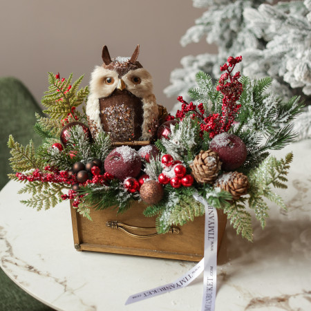 017. Новогодняя композиция с пушистой совой
