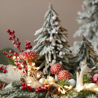 028. Новогодняя композиция в кашпо с елочками и мухоморами