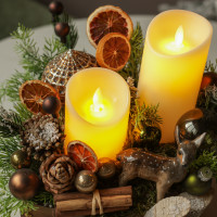 031. Новогодняя композиция со светодиодными свечами и натуральным декором