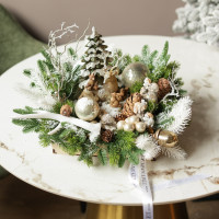 044. Новоголняя композиция с оленем и декоративным рогом