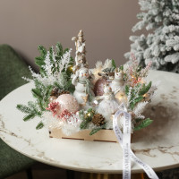 046. Новогодняя композиция со снеговиками и гирляндой "роса"