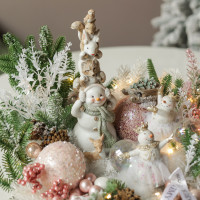 046. Новогодняя композиция со снеговиками и гирляндой "роса"