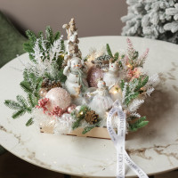 046. Новогодняя композиция со снеговиками и гирляндой "роса"