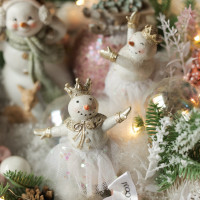 046. Новогодняя композиция со снеговиками и гирляндой "роса"