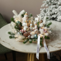 047. Новогодняя композиция со снеговиком, детками и шишками