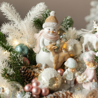 047. Новогодняя композиция со снеговиком, детками и шишками