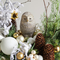 097. Композиция с бело-золотым декором и совой