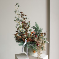 103. Композиция с изумрудно-оранжевым декором и прозрачным оленем