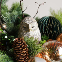 112. Композиция с оранжево-изумрудным декором и фигуркой филина