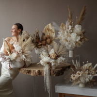 Набор из 5 изысканных композиций из стабилизированных цветов и сухоцветов Ваби-Саби