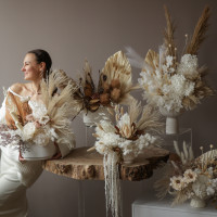 Набор из 5 изысканных композиций из стабилизированных цветов и сухоцветов Ваби-Саби