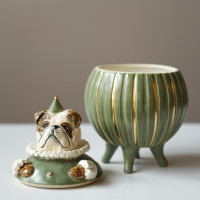 Авторская шкатулка с королевским псом (фарфор)