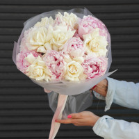 Букет французские розы и пионы (медиум)