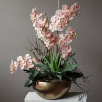 Розовая орхидея (ботаническая копия) в керамическом кашпо