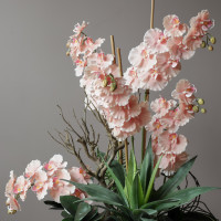 Розовая орхидея (ботаническая копия) в керамическом кашпо