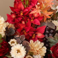 Композиция из искусственных цветов с розами, гладиолусами и хризантемами