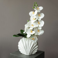 Сет композиций из белых орхидей в дизайнерской вазе "ракушка"