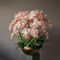 Композиция из обьемных розовых орхидеи в интерьер-премиум