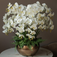 Объёмная композиция в интерьер из белых орхидеи-премиум