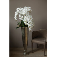 Стильная белая орхидея в высокой напольной вазе (металл) премиум высотой 150см