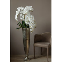 Стильная белая орхидея в высокой напольной вазе (металл) премиум высотой 150см