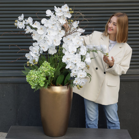 WOW-композиция напольная с белыми орхидеями в вазоне