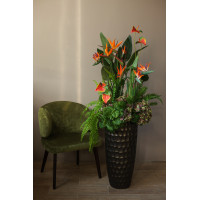 Напольная композиция ТРОПИКИ в оражевой шоколадной гамме 