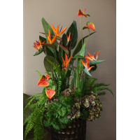 Напольная композиция ТРОПИКИ в оражевой шоколадной гамме 