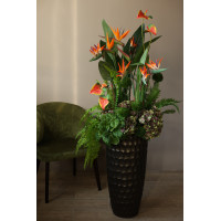 Напольная композиция ТРОПИКИ в оражевой шоколадной гамме 