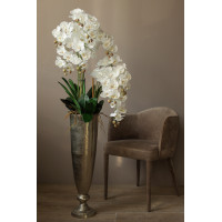 Стильная белая орхидея в высокой напольной вазе (металл) премиум высотой 130см