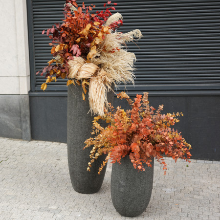 Сет из двух композиций в стиле сухоцветов в высоких бетонном кашпо