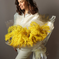 Шикарный пушистый монобукет мимозы