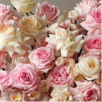 Премиум-корзина с французскими розами, миксом роз и орхидеями