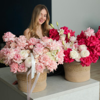 Вау-сет корзин с французскими розами на 14 февраля 