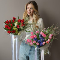 Букет с ароматными гиацинтами и тюльпанами (в асс.)