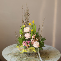 Пасхальная композиция в керамическом кашпо
