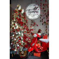 Елка премиум с оформлением МОРОЗНАЯ красно-белая, 250 см