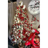 Елка премиум с оформлением МОРОЗНАЯ красно-белая, 250 см