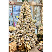 Елка премиум ПРИСТЕННАЯ с оформлением ЗОЛОТО-ШАМПАНСКОЕ, 250 см